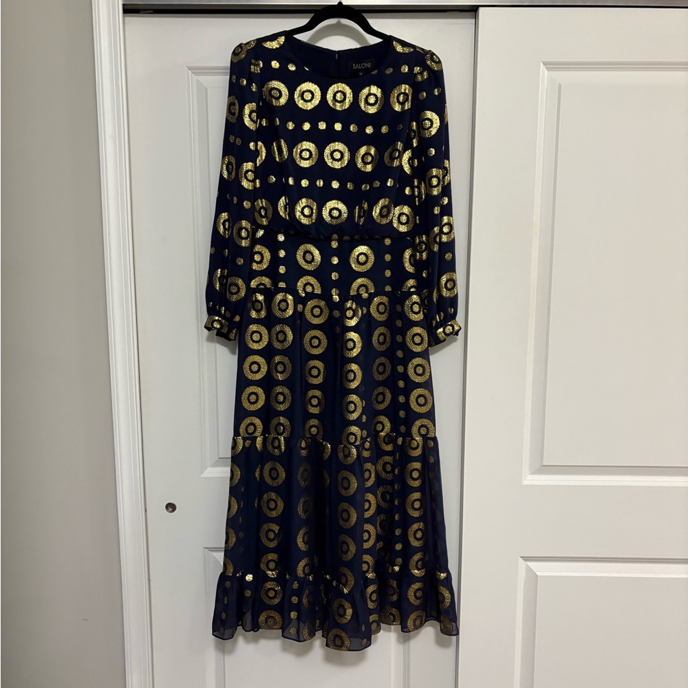 Saloni Isabel Fil Coupe Silk Midi Dress, Size 6